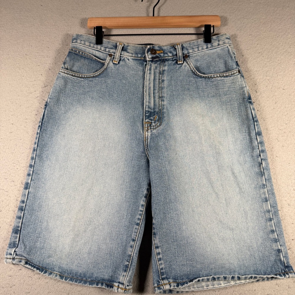 Nautica Jeans Mens 34 Light Wash Denim Shorts Relaxed Fit Blue Cotton Y2K Jorts